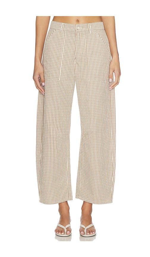 lna cross creek check pant in brown. - size l (also in s, xs, m)