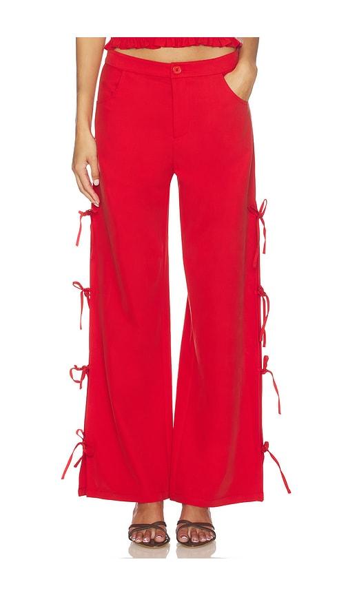 lna delia tie side pant in red. - size l (also in xs, xl)