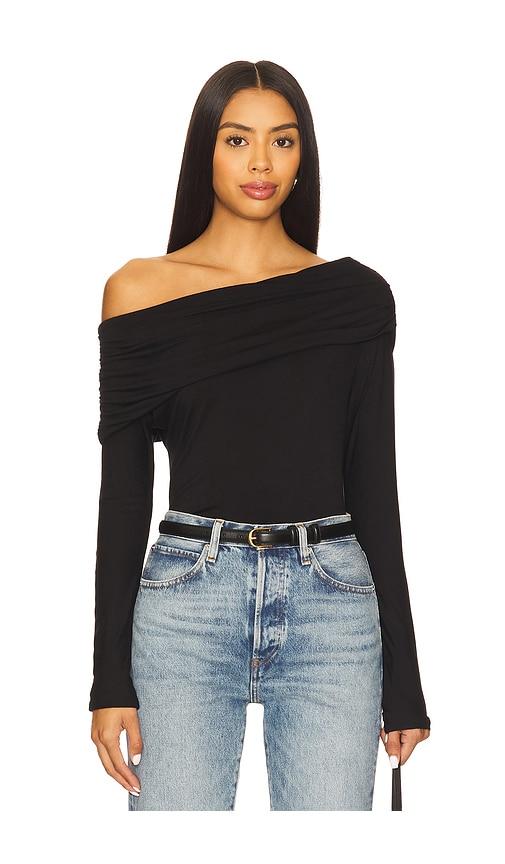lna giselle drop shoulder long sleeve top in black. - size m (also in s, xs)