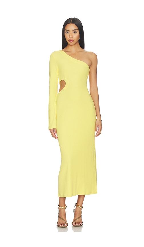 lna holden rib one shoulder dress in yellow. - size l (also in s, xs, m, xl)