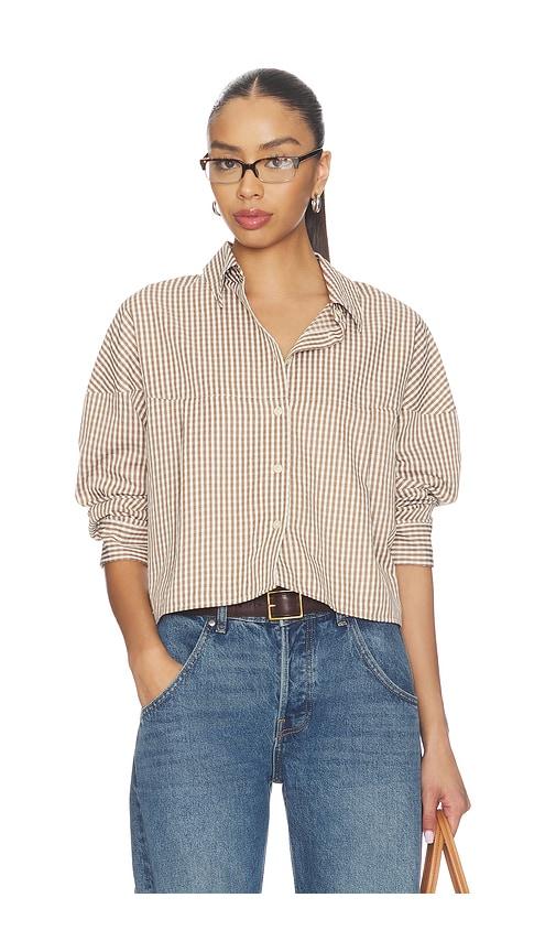 lna kayleigh check blouse in brown. - size m (also in xs)