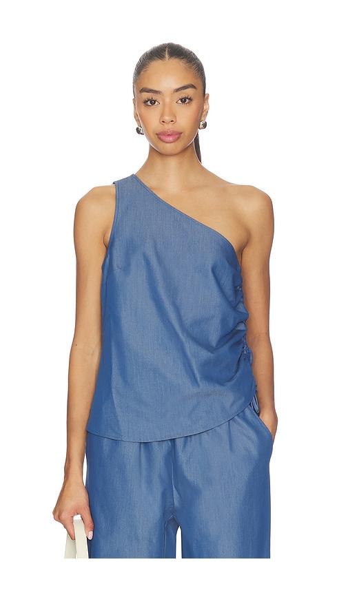 lna neela one shoulder top in blue. - size m (also in xs)