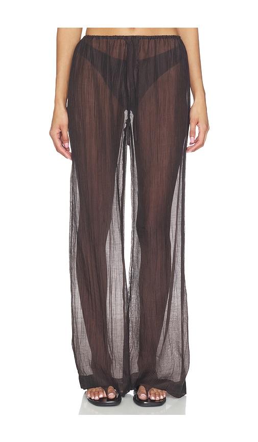lna velma sheer pant in chocolate. - size l (also in s, xs, m)