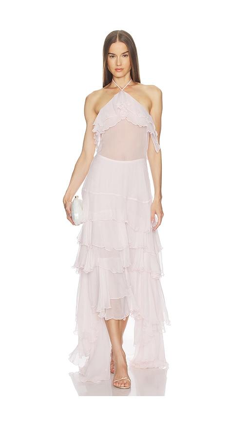 loba alejandra ruffle gown in pink. - size l (also in xs, s, m, xl)