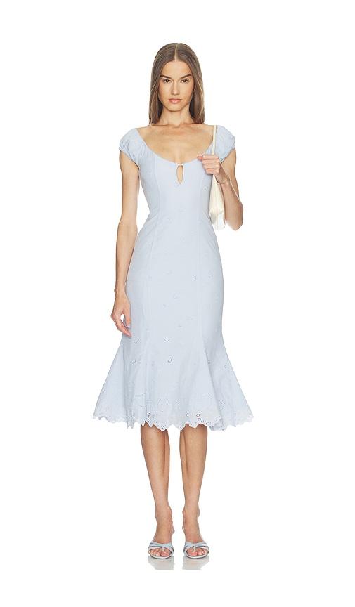 loba bonita eyelet midi dress in baby blue. - size l (also in xl)