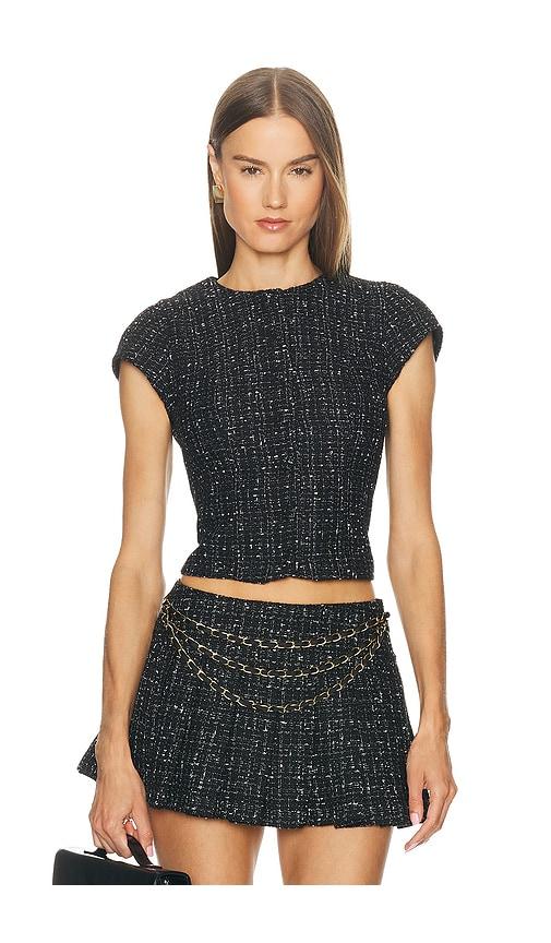 loba danica tweed top in black & white. - size m (also in xxs, xs, s, xl)