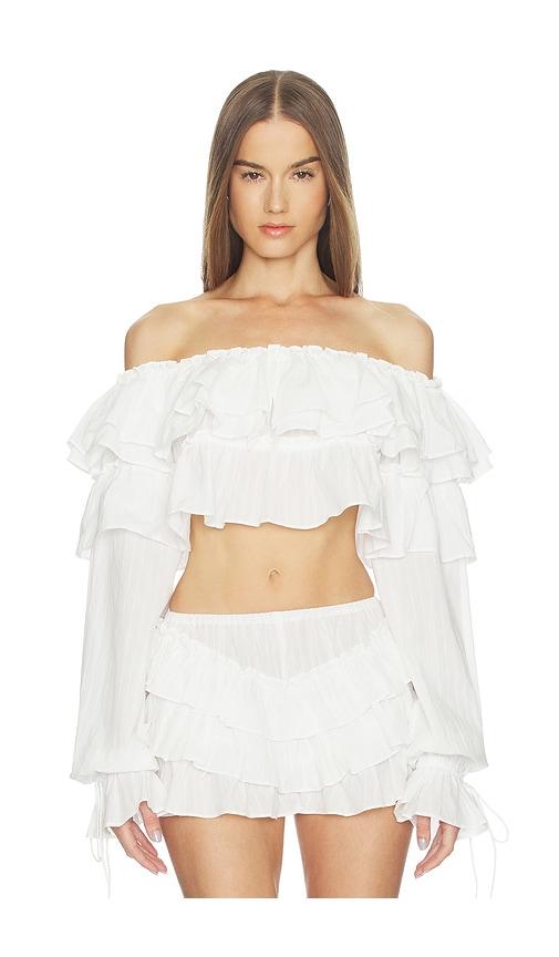 loba iliana ruffle top in white. - size m (also in xs, xxs, s, xl)