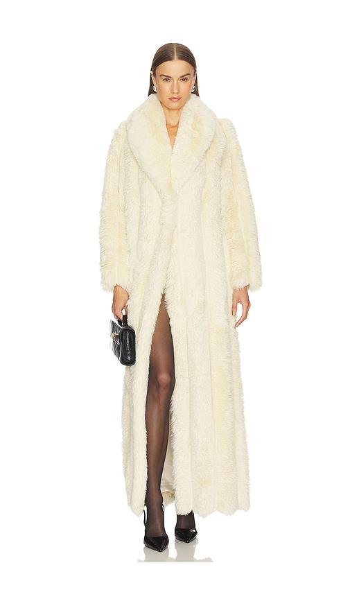 loba luciana faux fur maxi coat in cream. - size l (also in m, s)