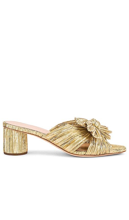 loeffler randall emilia pleated knot mule in metallic gold. - size 5 (also in 7, 6.5, 7.5, 8.5, 8, 5.5)