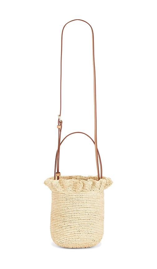 loeffler randall laith crochet top handle bag in beige.