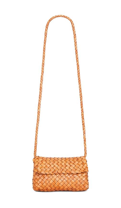 loeffler randall vinnie woven crossbody bag in cognac.