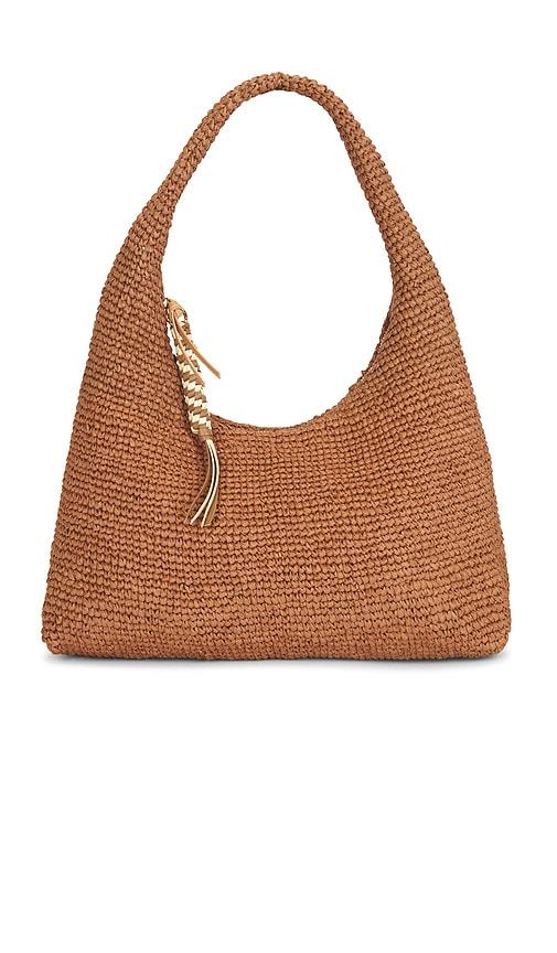 loeffler randall willow crochet raffia shoulder bag in brown.