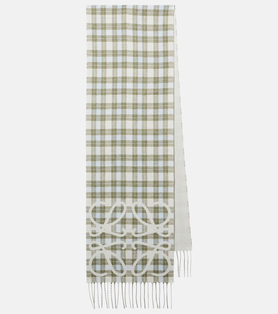 loewe anagram checked silk and cashmere scarf