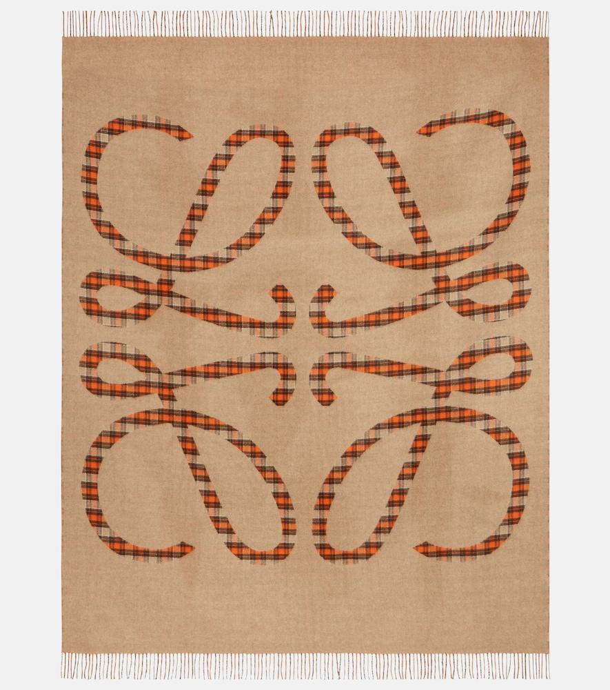 loewe anagram checked wool and cashmere blanket