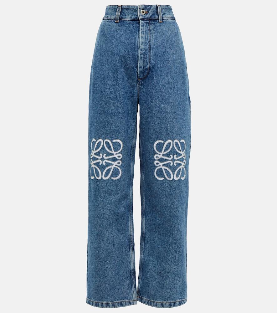 loewe anagram high-rise wide-leg jeans