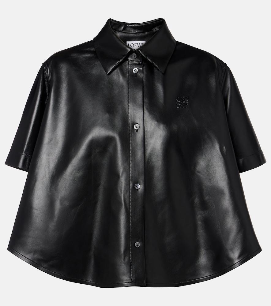 loewe anagram leather bowling shirt