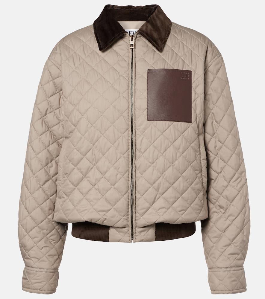 loewe anagram leather-trimmed quilted jacket