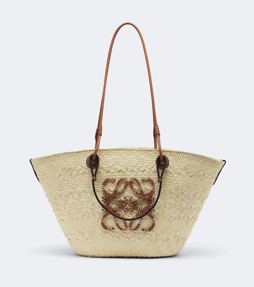 loewe anagram medium leather-trimmed basket bag
