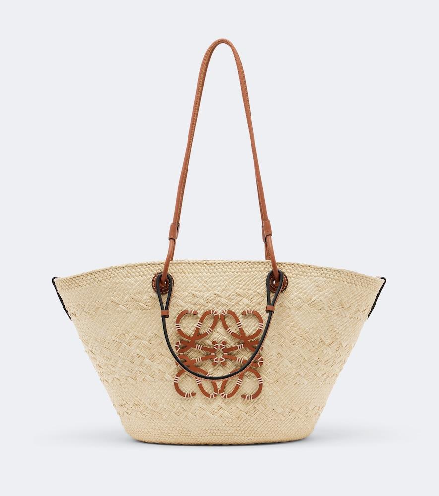 loewe anagram medium leather-trimmed basket bag