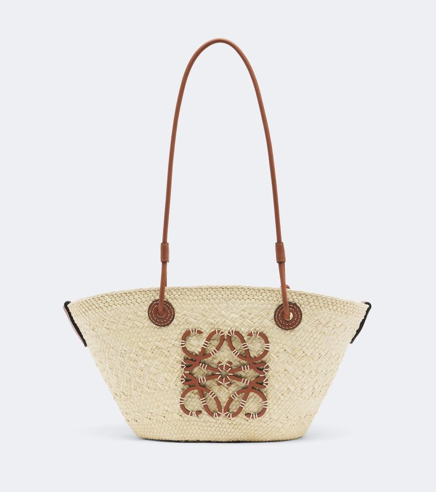 loewe anagram small leather-trimmed basket bag