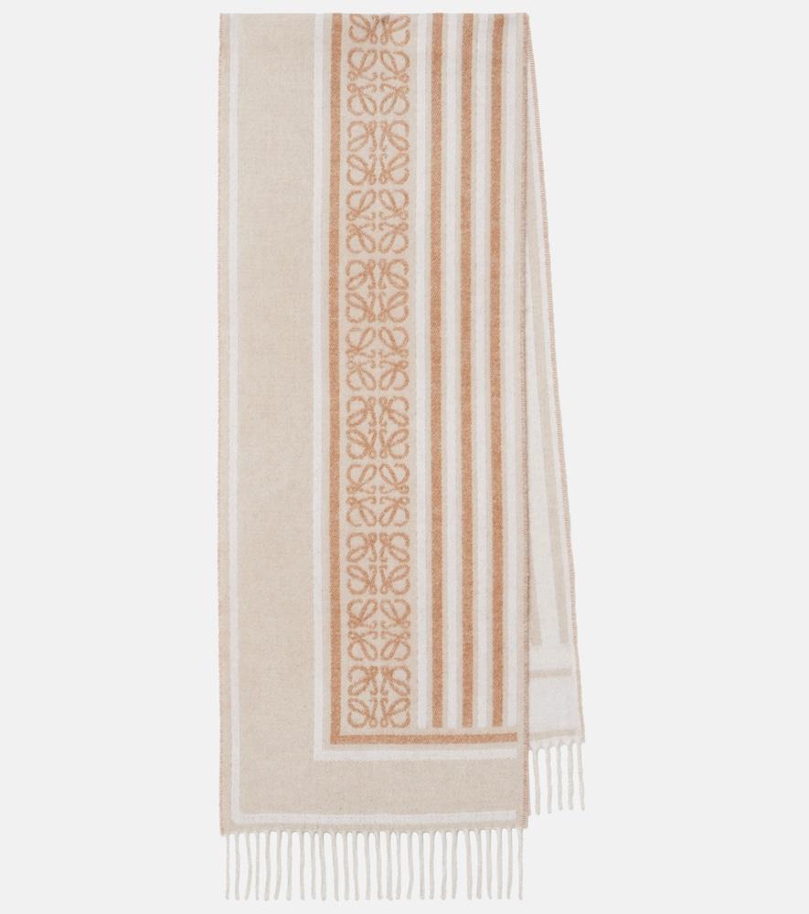 loewe anagram wool and cashmere jacquard scarf