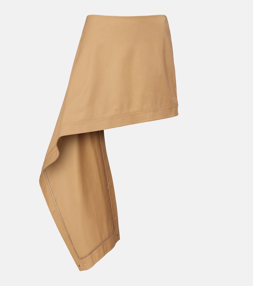 loewe asymmetric silk-trimmed cotton miniskirt