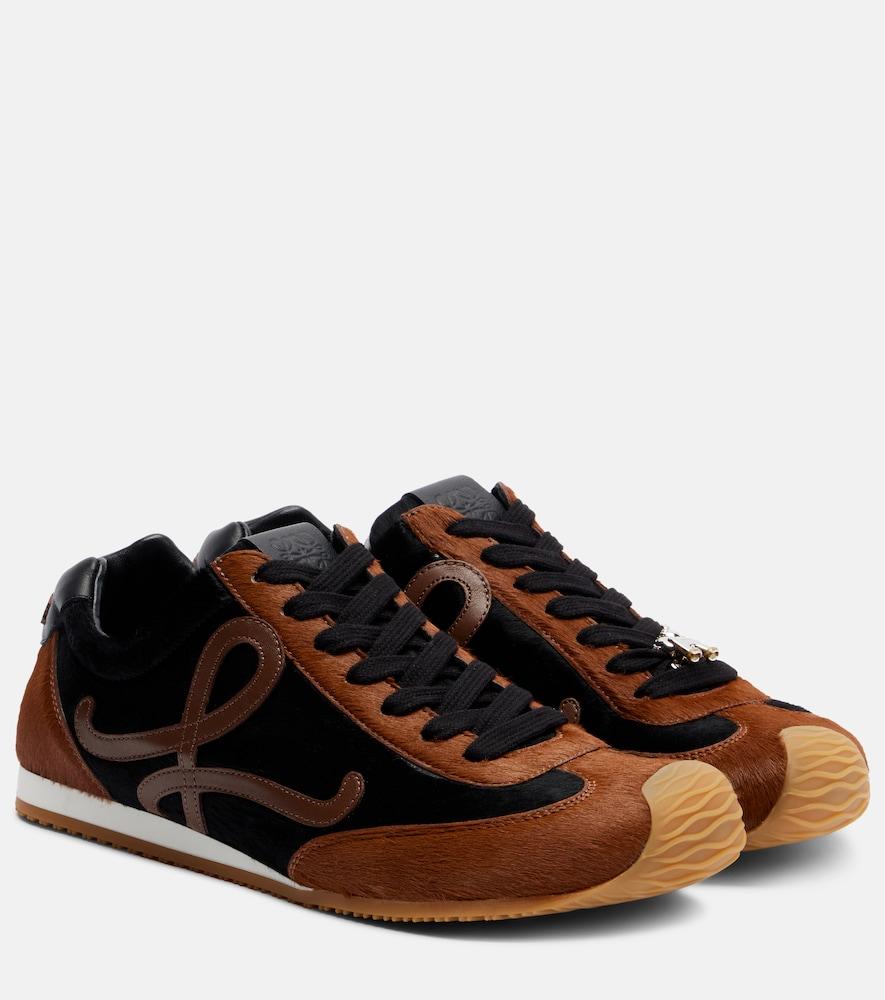 loewe ballet runner 2.0 leather-trimmed calf hair sneakers