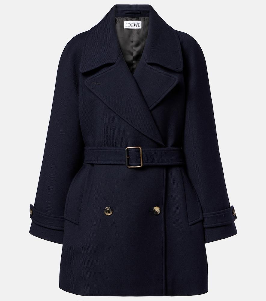 loewe belted double-breasted wool coat