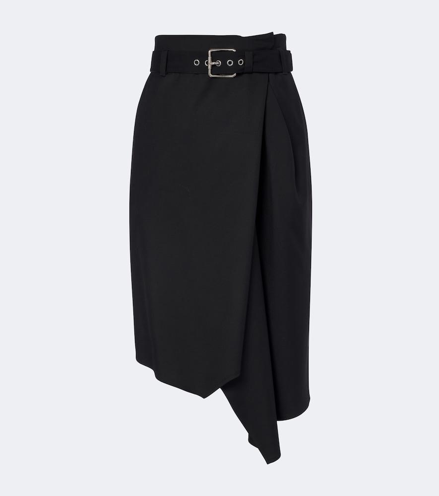 loewe belted draped wool midi skirt