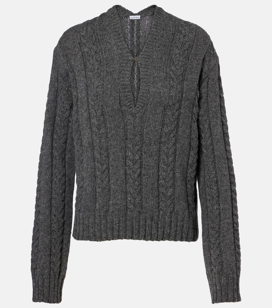 loewe cable-knit wool mouliné sweater