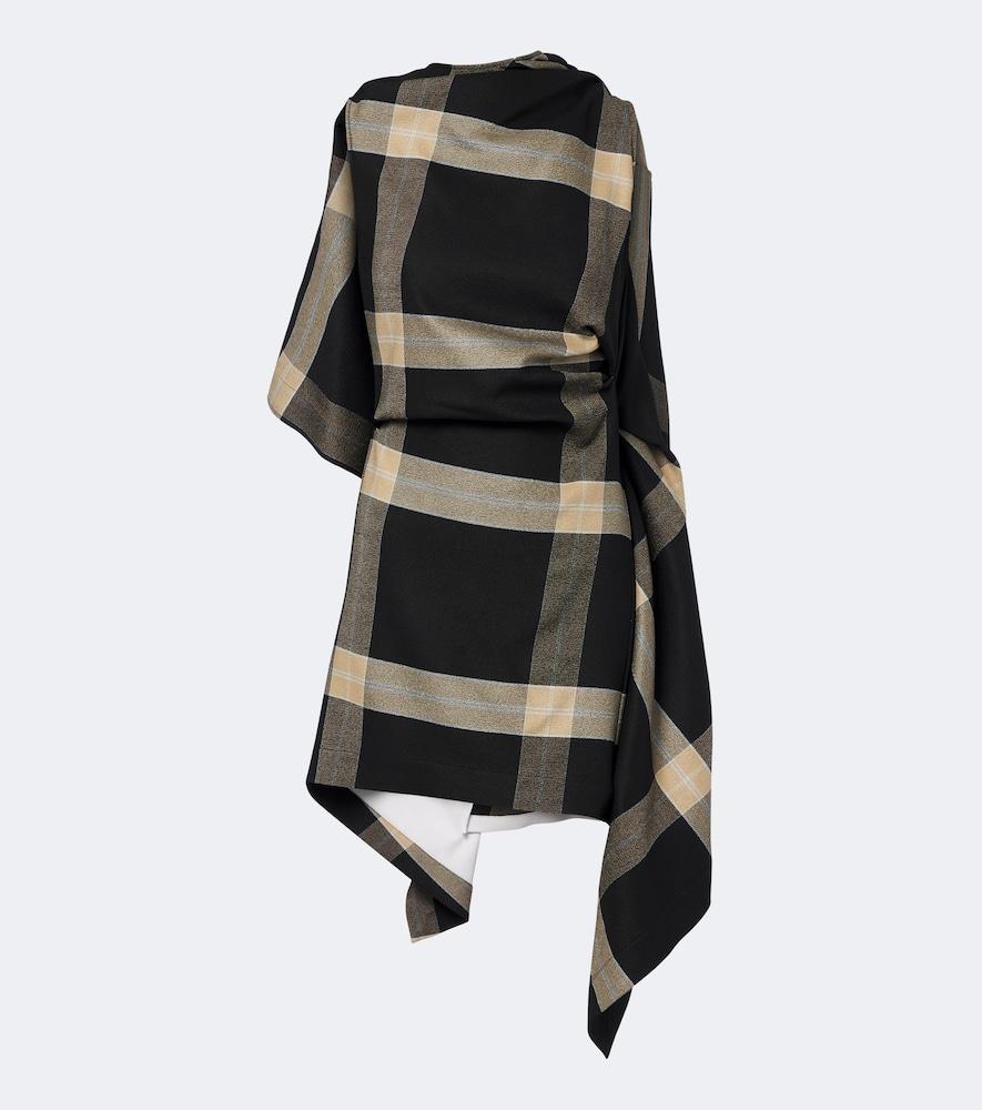 loewe caped checked minidress