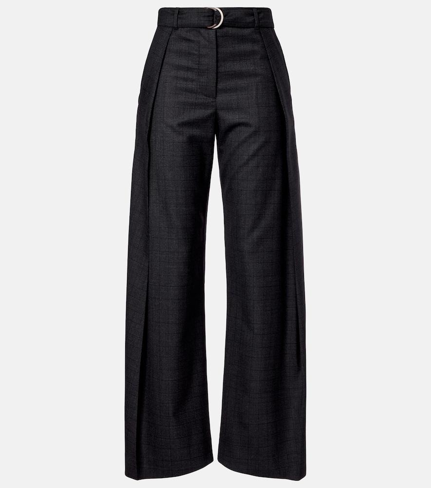 loewe checked belt wool barrel-leg pants
