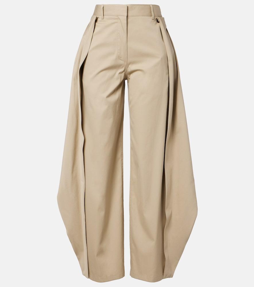 loewe cotton and silk gabardine wide-leg pants