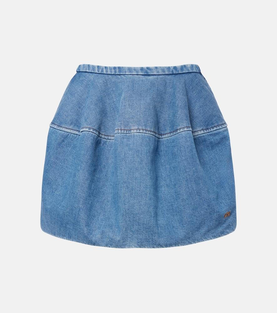 loewe double l denim miniskirt