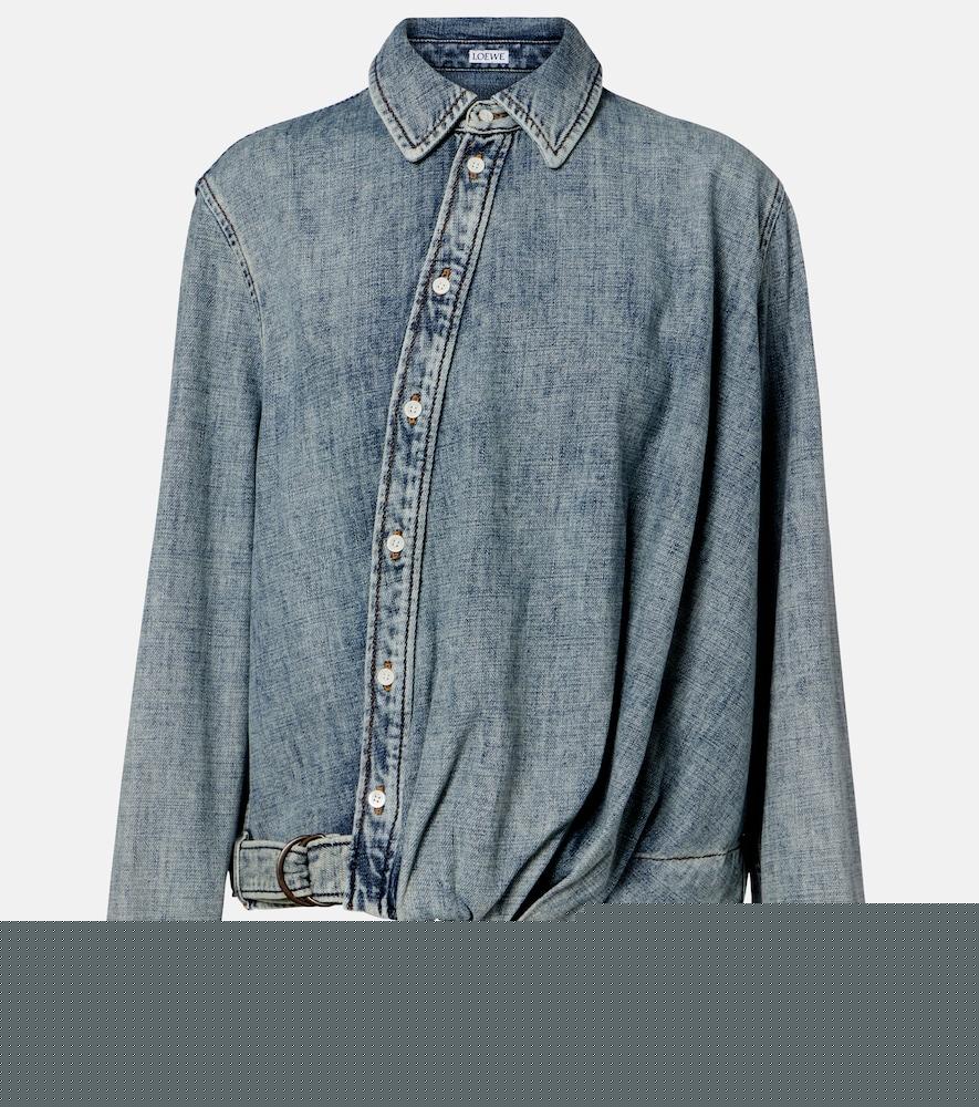 loewe draped belted denim shirt