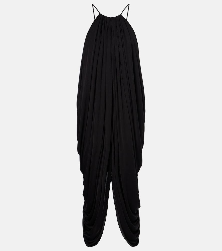 loewe draped open-back silk midi dress
