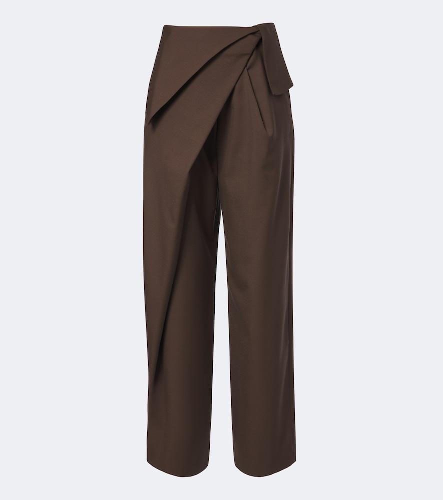 loewe draped wool wide-leg pants