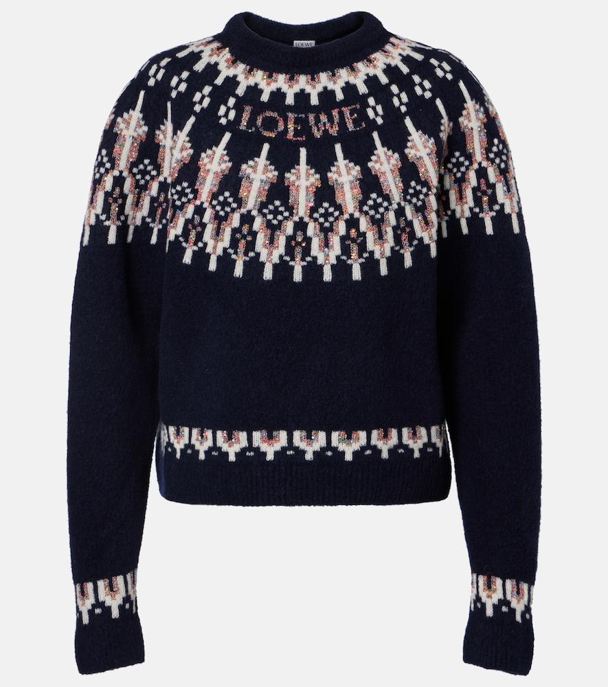 loewe fair isle sequined wool-blend sweater