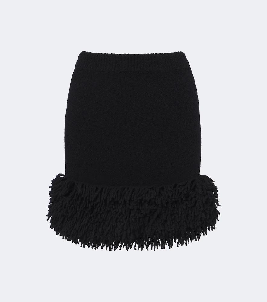 loewe fringed wool-blend miniskirt