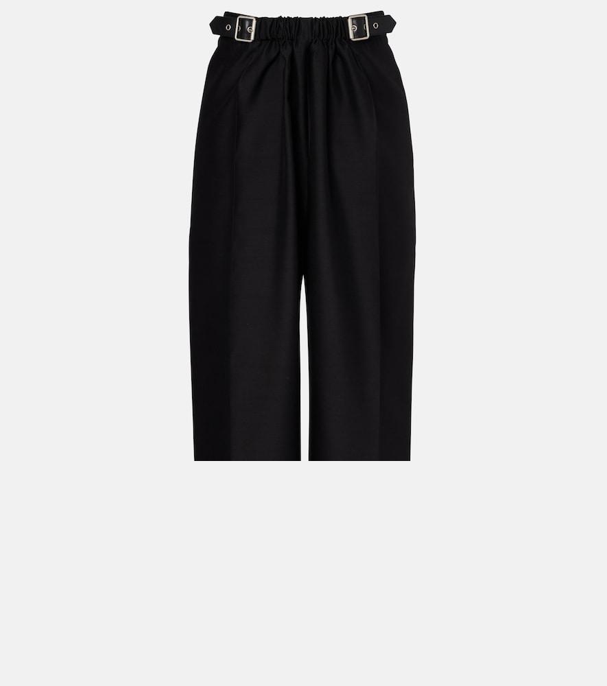 loewe gathered wool and silk wide-leg pants