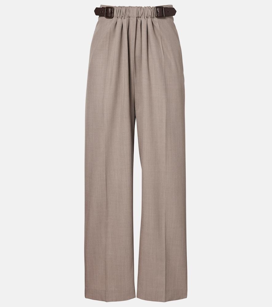 loewe gathered wool wide-leg pants