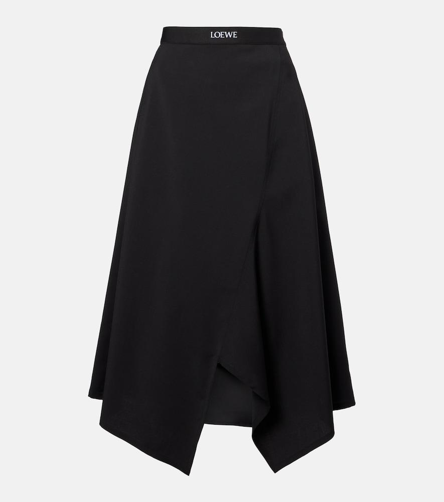 loewe high-rise wool midi skirt