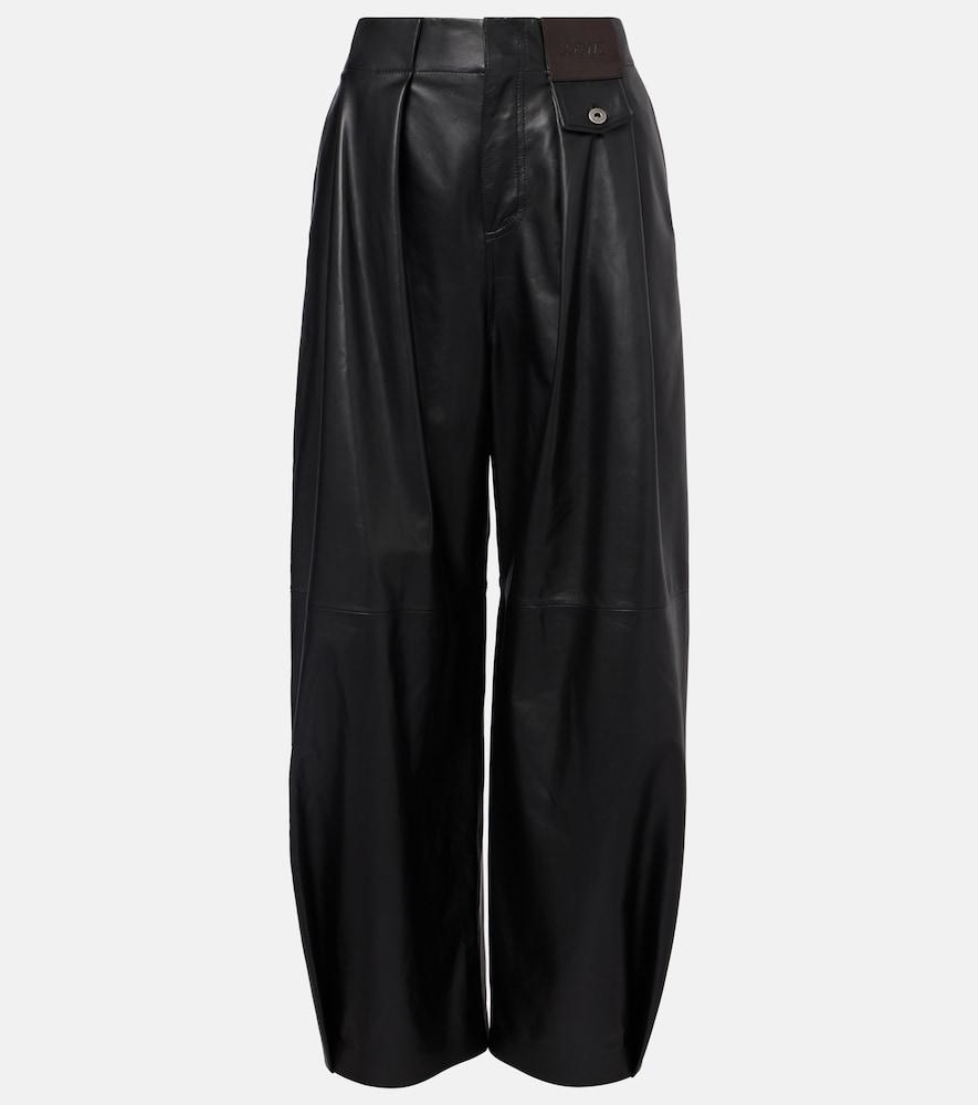 loewe leather barrel-leg pants