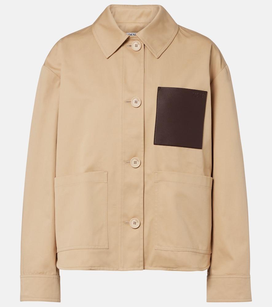 loewe leather-trimmed cotton jacket