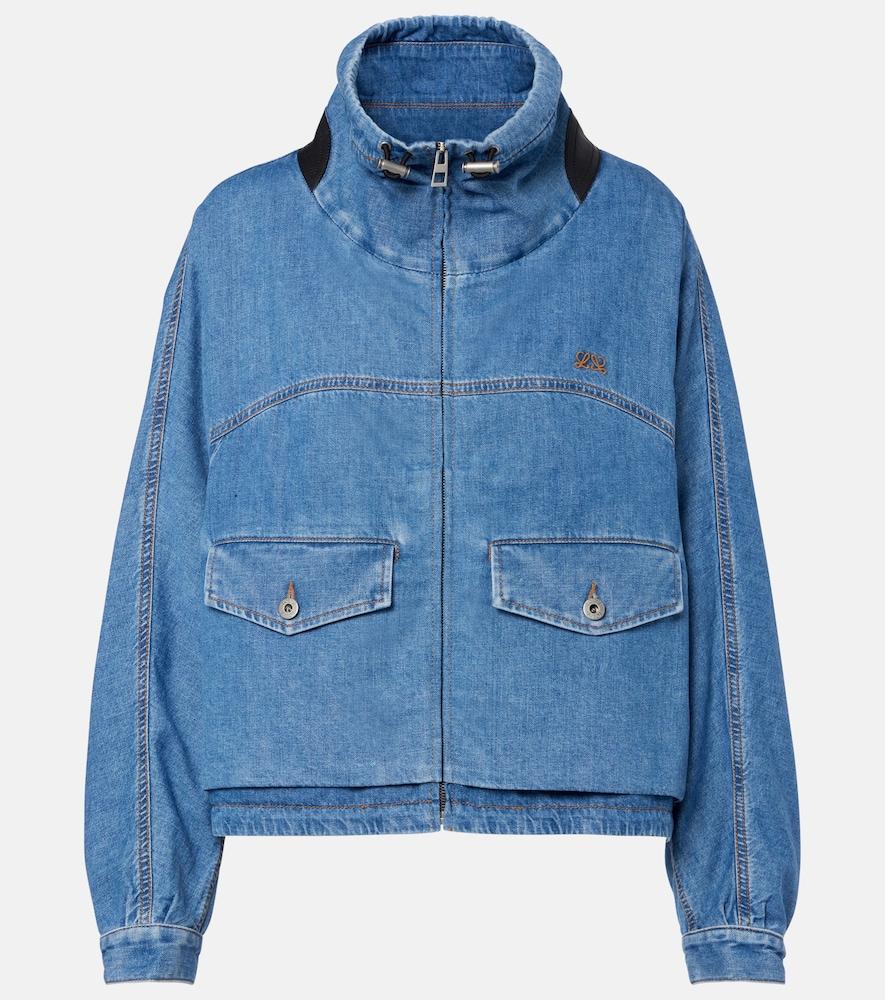 loewe leather-trimmed denim jacket