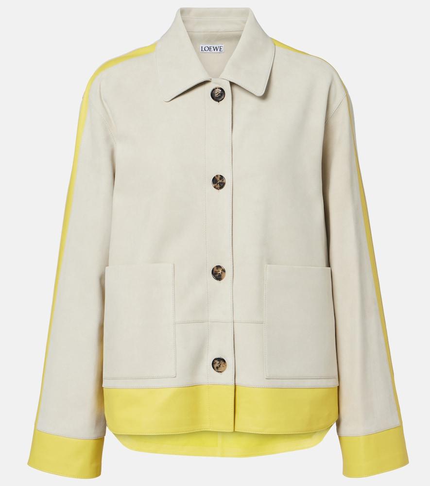 loewe leather-trimmed suede jacket
