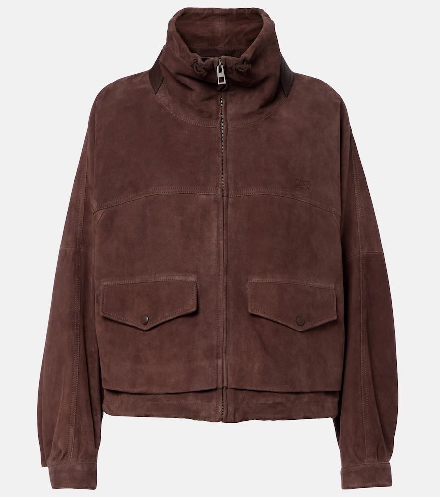 loewe leather-trimmed suede jacket