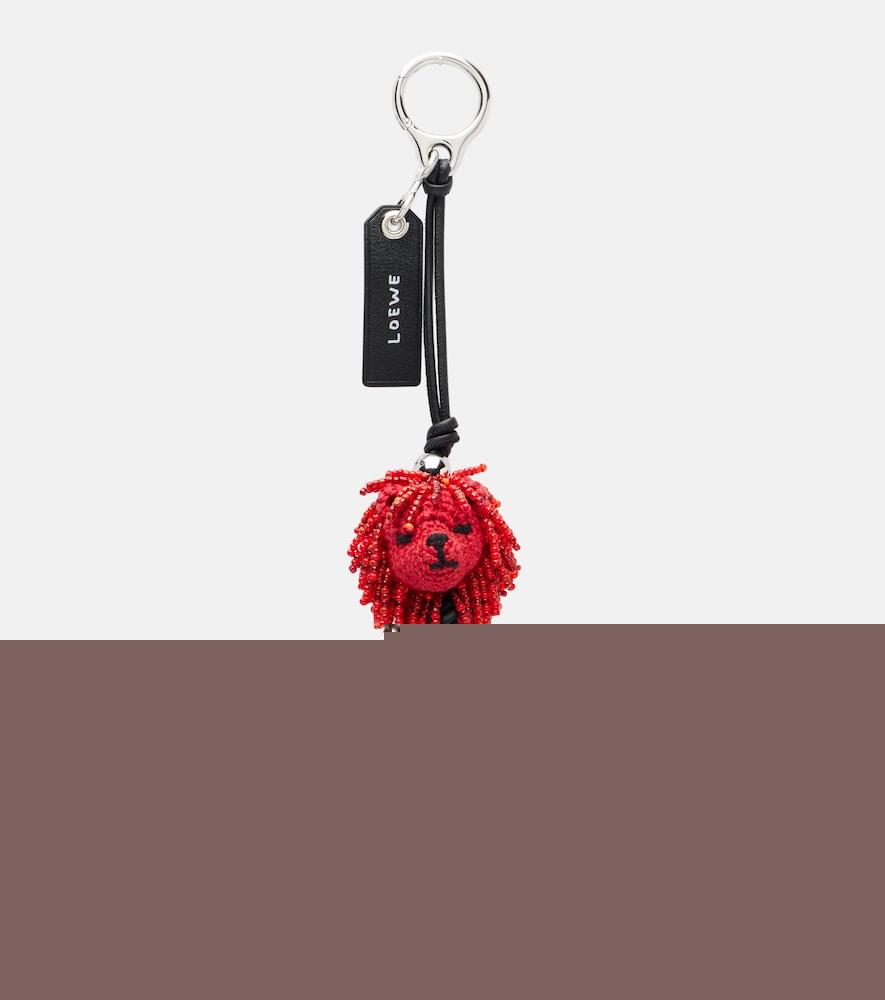 loewe lion beaded crochet bag charm