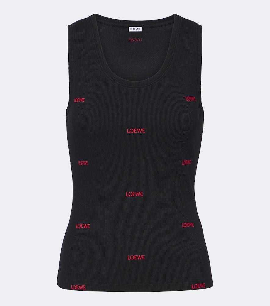 loewe logo ribbed-knit cotton-blend jersey tank top