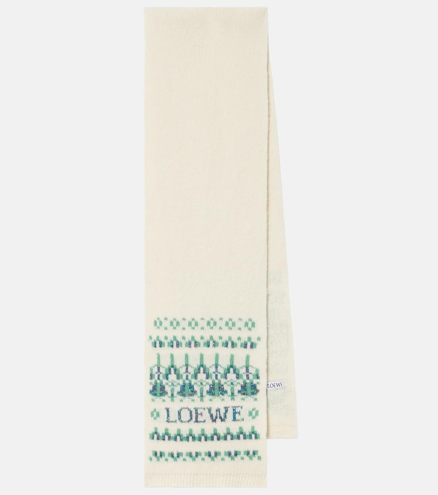 loewe logo sequined wool-blend jacquard scarf